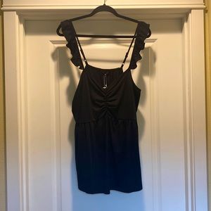 BloomChic Black Sleeveless Blouse Ruffled Straps Women’s 20